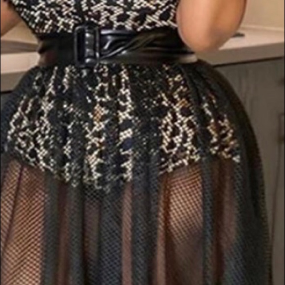 Leopard Romper with a black fishnet dress